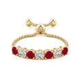 thumbnail image 2 of ANGARA Natural Seven Stone Ruby and Diamond Tennis Bolo Ring in 14K Yellow Gold for Women (Size-2.5mm) | July Birthstone, Birthday, Anniversary, Jewelry Gift for Women | Natural Ruby Ring, 2 of 9