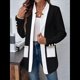 thumbnail image 4 of Chaqueta de Larga con Cuello de Muesca, Color y Negro, para Mujer, Básica, Otoño-Invierno. Negro XXL, 4 of 9