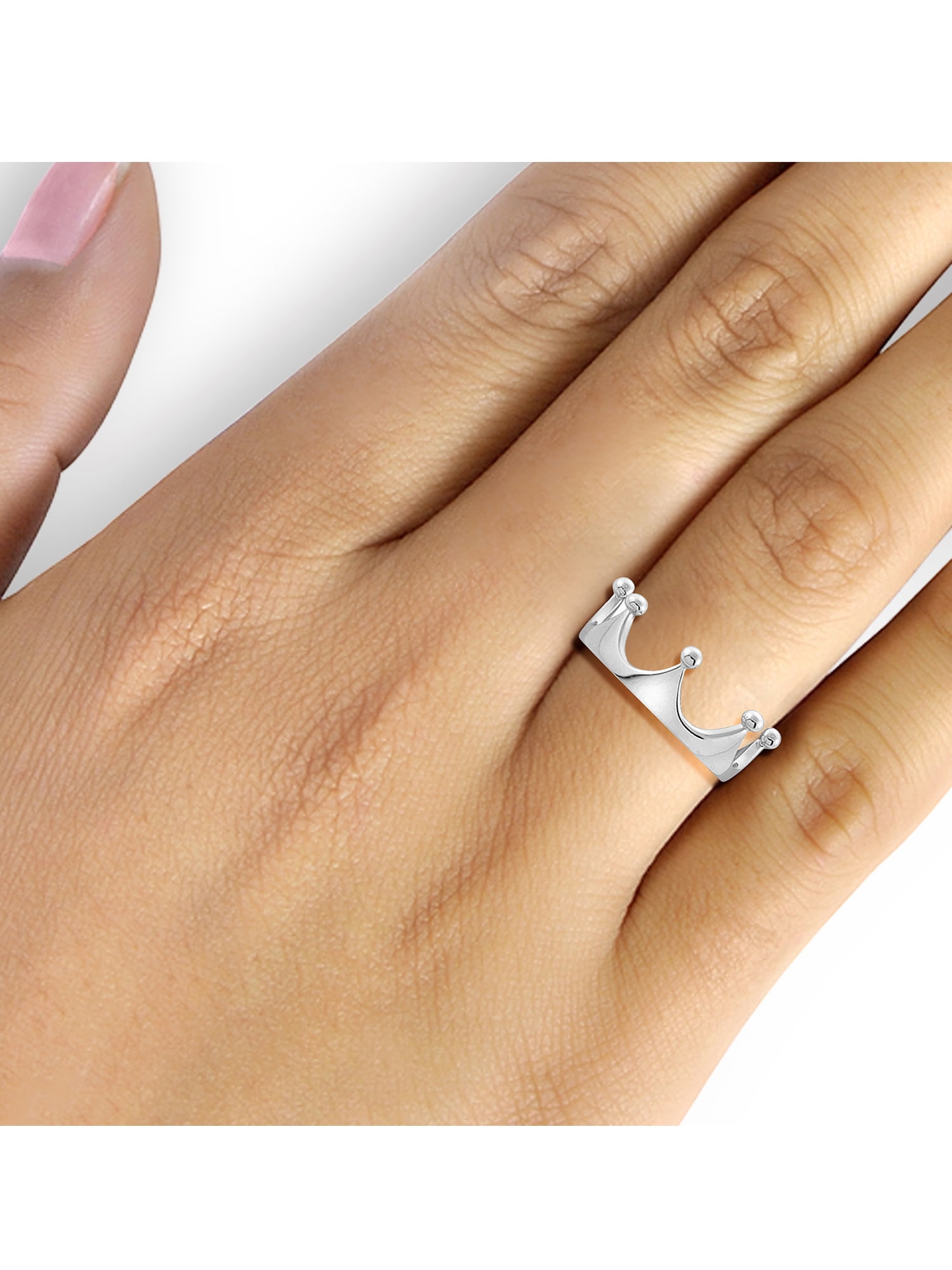 JewelersClub Sterling Silver Crown Ring for Women | Dainty Sterling Silver Promise Ring For Women | Silver Crown Ring For Women