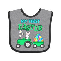 Inktastic My First Easter Bunny and Tractor Boys or Girls Baby Bib