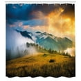 thumbnail image 3 of Ambesonne Landscape Shower Curtain, Misty Mountaintops, 69"Wx84"L, Yellow Blue Green, 3 of 3