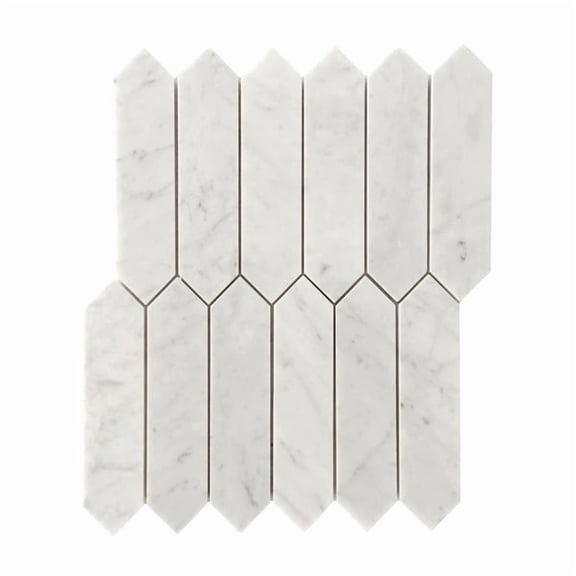 Carrara Elongated Hexagon 14-in x 12-in Polished Marble Mosaic Wall Tile(5.83-sq. ft/ Box)