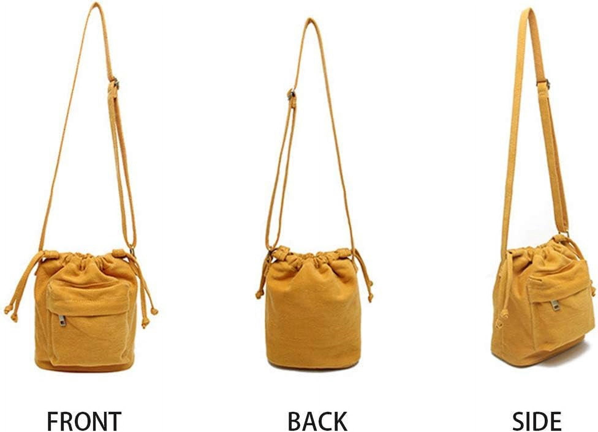 Crossbody Bags for Women Small Canvas Drawstring Bucket Purse Cute Little Boho Bag