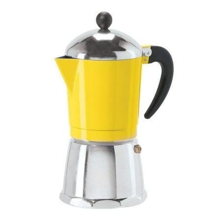 Oggi 6 Cup Cast Aluminum Stovetop Espresso Coffee Maker Yellow Oggi 6 Cup Cast Aluminum Stovetop Espresso Coffee Maker Yellow