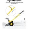thumbnail image 3 of Snow Pusher with Wheels, Heavy Duty Steel Blade, Adjustable Angle & Height Handle for Effortless Driveway Snow Removal, Ground Protection Base (Yellow, 36" U-shaped）, 3 of 6