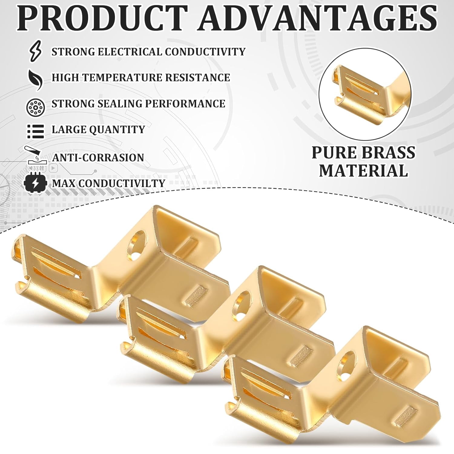 Yakong 25 pieces of lap-type fork connectors chair end quick disconnect electrical connectors 3-way adapter, 1/4 inch 2 male and 1 female contact points, non-insulated brass 90 degree electroplated c