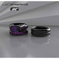 thumbnail image 5 of Couple Ring Bridal Set His Hers Women Black Gold Filled Purple AAA CZ Men Titanium Wedding Ring Band Set, 5 of 6