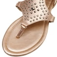 thumbnail image 3 of ANUFER Womens Knee High Roman Gladiator Sandals Rivets Studded Strappy Zipper Thong Sandals Gold SN020342 US8, 3 of 7
