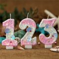 thumbnail image 4 of Holiday decorative candles with colorful flames, romantic and warm, smokeless and safe, gradient pink number candles, birthday candles, shell and pearl style creative candles, 0-9., 4 of 6
