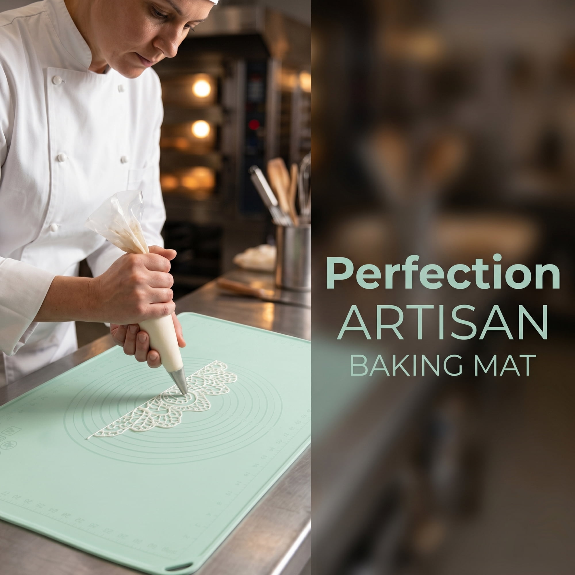 Unique Bargains Solid Color Silicone Pastry Baking Mat with Measurements Green 19.7"x27.6"