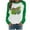 Green, variant on Aofany St Patricks Day Shirt for women Spring Patchwork St. Patrick's Day Printed Long Sleeves Round Neck Casual Tee Tops