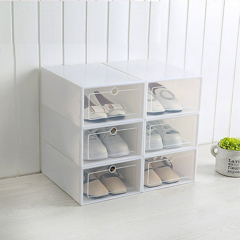 Hamlinson Plastic Shoe Boxes with lids Stackable Floding DIY Shoe Drawers  Storage Container Clear Organizers for Home School Office Living Room  (Large) 