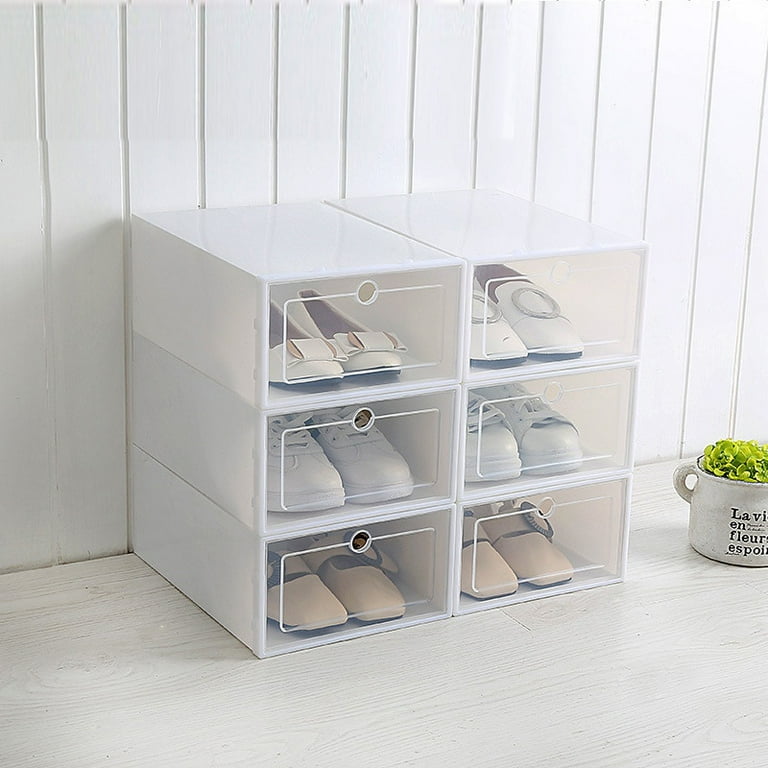 Drop Front Shoe Box Clear Plastic Shoe Boxes Stackable Floding DIY