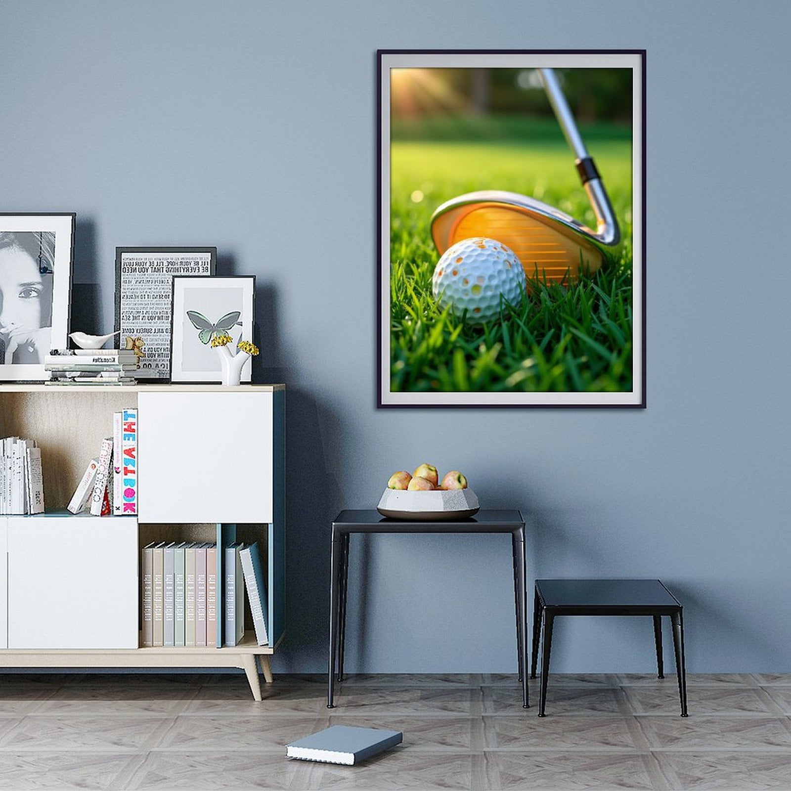 Diamond Art Kit for Adults, Golf Club Ball Sunlit Grass Diamond Painting for Adults Beginners, 5D DIY Diamond Art Painting Kits, Colorful Diamond Painting Craft for Home Decor 12x16