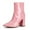 Pink, variant on Pennysue Women's Block Heel Ankle Boots WhiteMid Calf GoGo Boots 8M