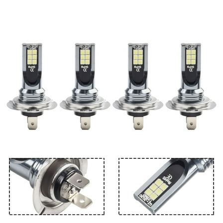Tekuisi 4 Pcs H7 LED Headlight Bulbs 6000K Color Car Fog Light Canbus Error Free Lamps