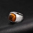 thumbnail image 2 of VNOX Stainless Steel Tiger Eye Signet Ring for Men, Silver Textured Statement Ring Gift Jewelry, 2 of 6
