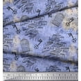 thumbnail image 2 of Soimoi Blue Cotton Duck Fabric Cage & Text Print Fabric by the Yard 42 Inch Wide, 2 of 3