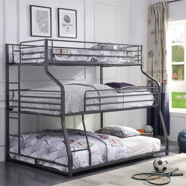 Acme Furniture Caius Ii Triple Bunk Bed, 3 Tier Bunk Bed Metal