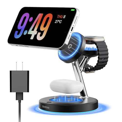 2024 Estación de carga 3 en 1 compatible con cargador Magsafe Soporte de cargador inalámbrico para iPhone 16 15 14 13 12 Series Estación de carga inalámbrica para AirPods Soporte de carga inalámbrico