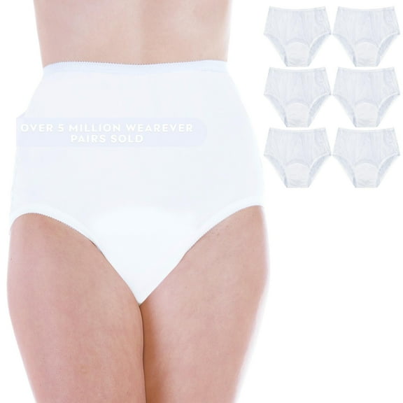 Wearever Women's Washable Reusable Incontinence Underwear 6-Pack, 6 Count