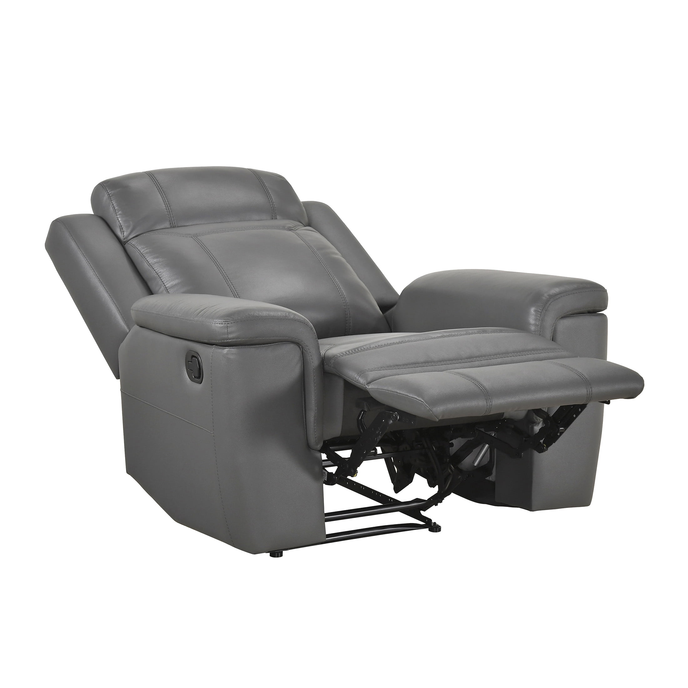 OakvillePark Livaro Leather Match Manual Reclining Chair, Dark Gray