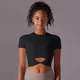 thumbnail image 5 of Camisas de Yoga, Top corto, camisas de manga corta para mujer, ropa deportiva de Yoga, camisetas de entrenamiento, chaleco de Fitness, Top ajustado de entrenamiento para correr, 5 of 6