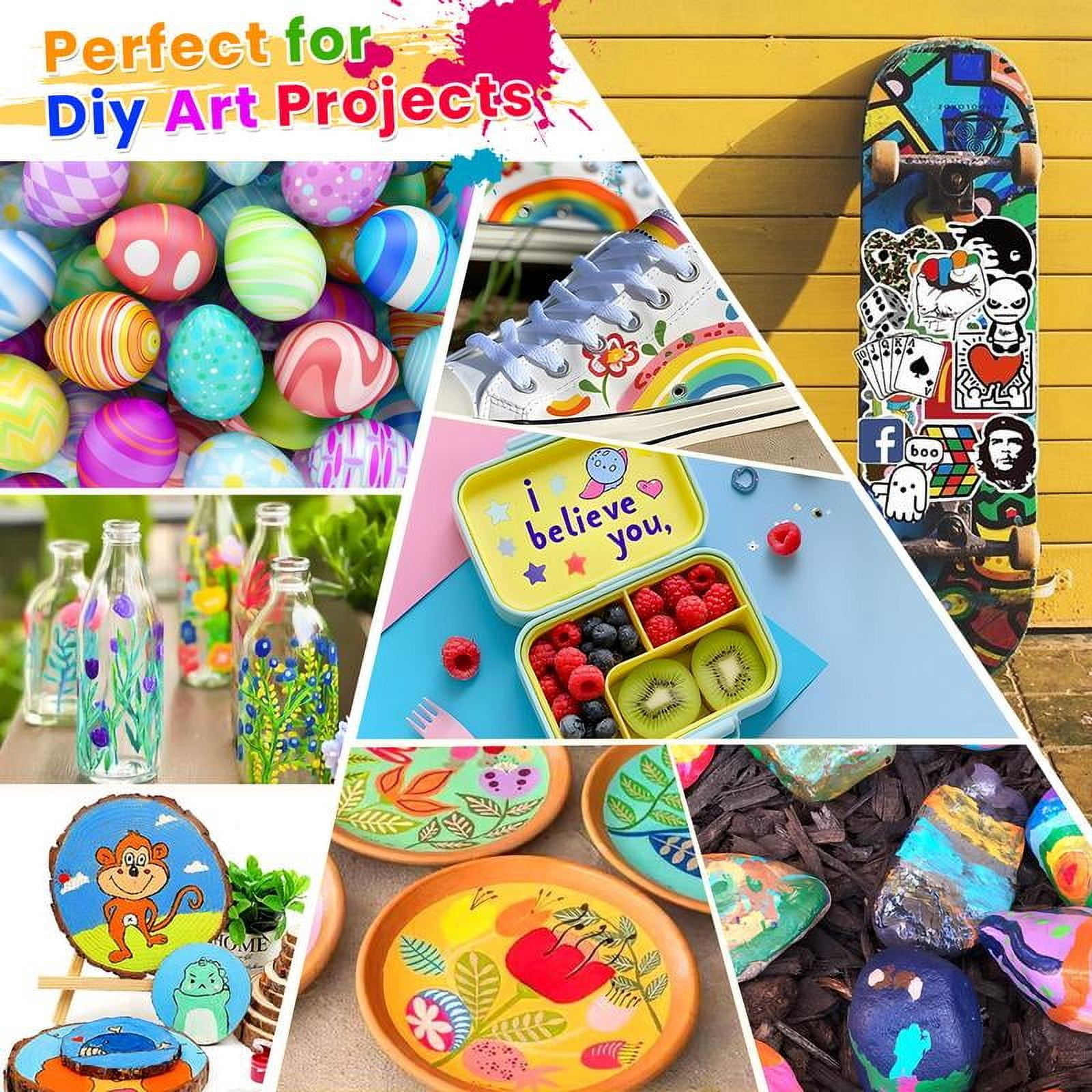 24/48/72 Dual Tip Acrylic Paint Markers Pens Set,Double Ended Drawing Art Pens For Rock,Ceramic,Wood,Canvas,Plastic,Glass,Stone,DIY Crafts Gift.Easter gifts, egg decorations