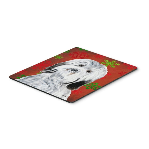 "Havanese Red Snowflakes Holiday Mouse Pad Hot Pad or Trivet"