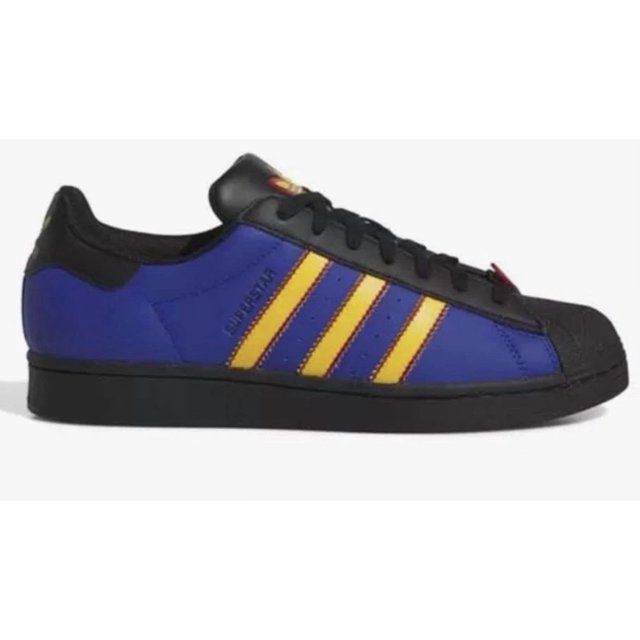 Size 12- Adi - das Originals Men's Superstar Shoes, Royal Blue/Core Black/Yellow.