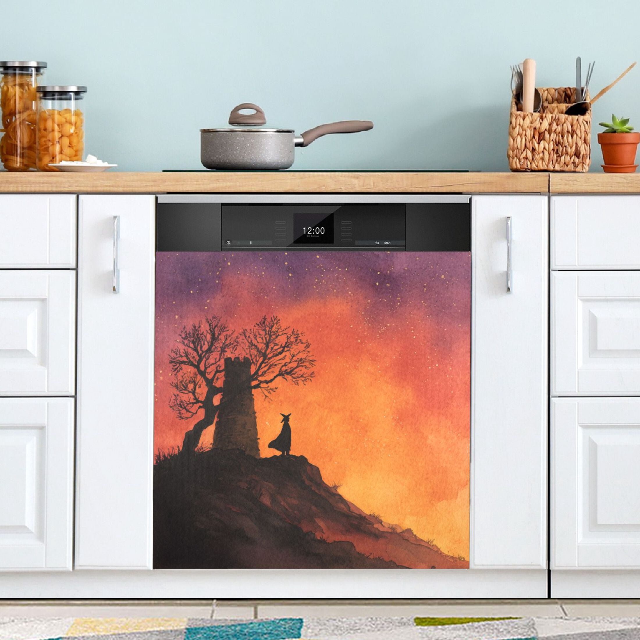 Dishwasher Magnetic Sticker 23x26 Inch Refrigerator Magnetic Sticker Washing Machine Magnetic Sticker Kitchen Panel Magnetic Sticker Home Decor Halloween Night