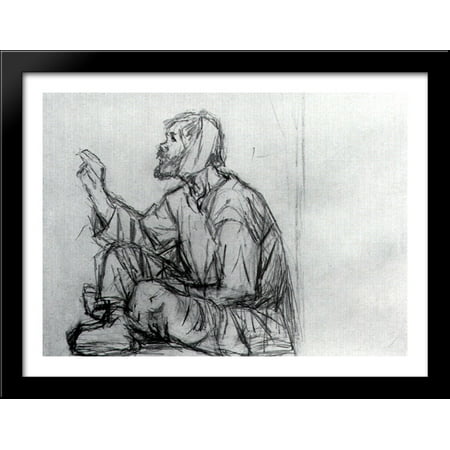 - Whacky, seated on the ground (Study to Boyarynya Morozova) 38x28 Large Black Wood Framed Print Art by Vasily Surikov