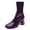 Purple, variant on FSJ Women Classic Square Closed Toe Ankle Boots Side Zipper Chunky High Heel Mid Calf Stretch Short Bootie Comfortable Shoes Size 8 Navy