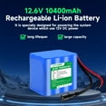 thumbnail image 2 of Rechargeable 12V 10400mAh Lithium ion Battery Pack with Charger & DC5521 Connector Compatible with 12V Devices, RC Car, DIY Project, Bike Light, Electric Pianos, CCTV Camera, Toys, LED Light Strip, 2 of 9