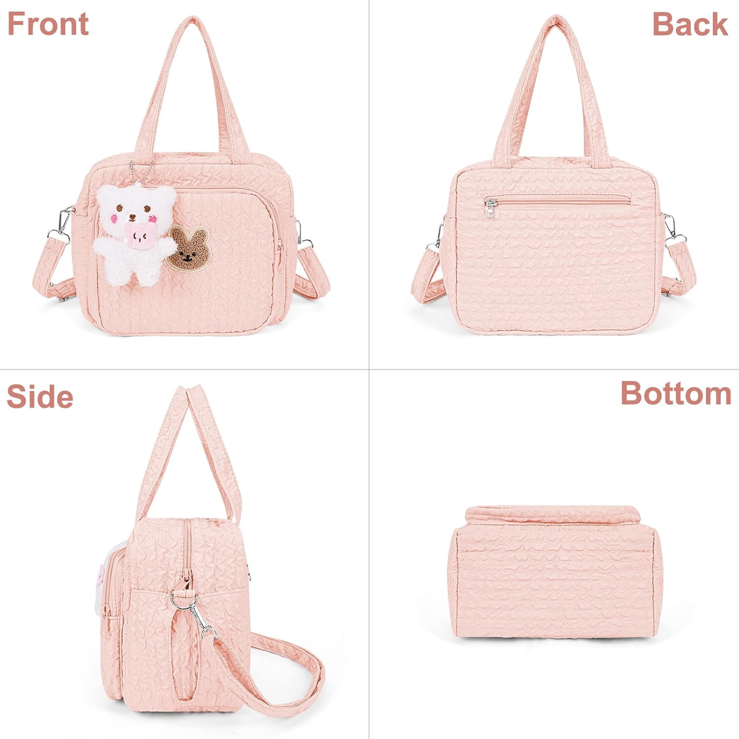 Baby Diaper Bag Tote, Mom Bag body Diaper Bags Baby Travel Bags for Girl Pañaleras Para Bebe (Pink, Small)