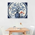 thumbnail image 3 of COMIO Navy Blue Poster Wall Decor for Bedroom Vintage Floral Pattern Canvas Print Bathroom Abstract Retro Flowers Picture Modern Blue Wall Art Framed Home Paintings Art Wall Decoration, 3 of 5