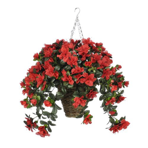 ARTIFICIAL SILK RED BOUGAINVILLEA FAKE HANGING BASKET PLANT NEW 6734 