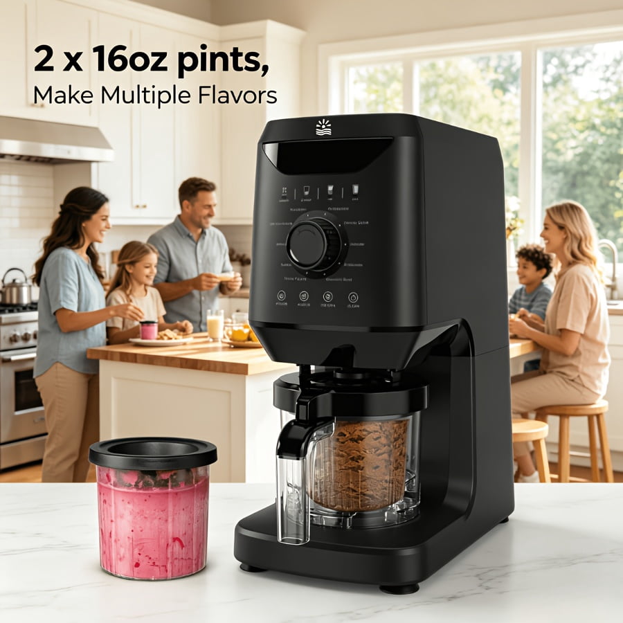 12 In 1 Automatic Ice Cream Slushie Machine Self Cleaning Frozen Dessert Maker 12 Presets For Gelato Sorbet Milkshakes Smoothie Bowl Homemade Dessert Party Use
