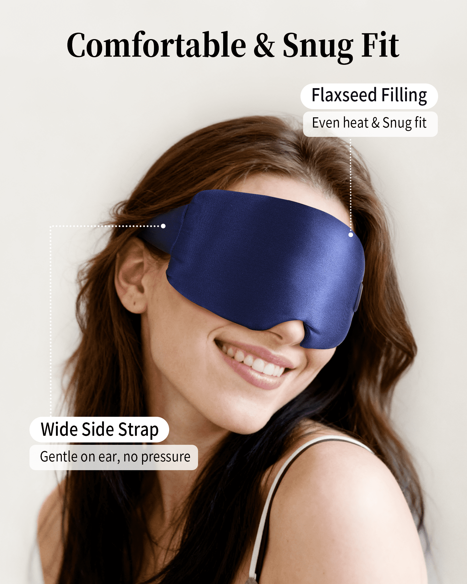 FACEMOON Silk Cordless Heated Sleep Eye Mask for Dry Eyes with Storage Case, Blue
