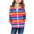 thumbnail image 1 of Sudadera con capucha y cremallera DecSea para niñas, suave y bonita, chaqueta polar afelpada con bolsillo, ropa para niños de 2 a 12 años, 1 of 2