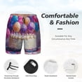 thumbnail image 3 of Sikiie Colorful Balloon Cake Celebration Print Men's Double Layer Swimming Trunks, Adjustable Waistband and Pockets Sports Swimming Trunks, Beach Swimwear-Large, 3 of 6