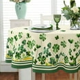 thumbnail image 2 of St Patricks Day Tablecloth, Green Oval Tablecloth 60x84 Inch, Polyester Waterproof Tablecloth, Shamrock Gold Coins St. Patrick''s Day Holiday Kitchen Table Decoration for Dinner, Party, 2 of 6