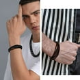 thumbnail image 2 of Pulsera de hombre de 21 cm, pulsera de cuero marrón para hombre, pulsera impermeable, novio, esposo, padre, hijo, pulsera de cumpleaños de Navidad y Año Nuevo, regalo, 2 of 5