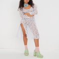 thumbnail image 3 of POINTERTECK Élégante Robe Midi avec Manches Longues et Dos Tie-Up Design Transparent pour Femme, 3 of 9