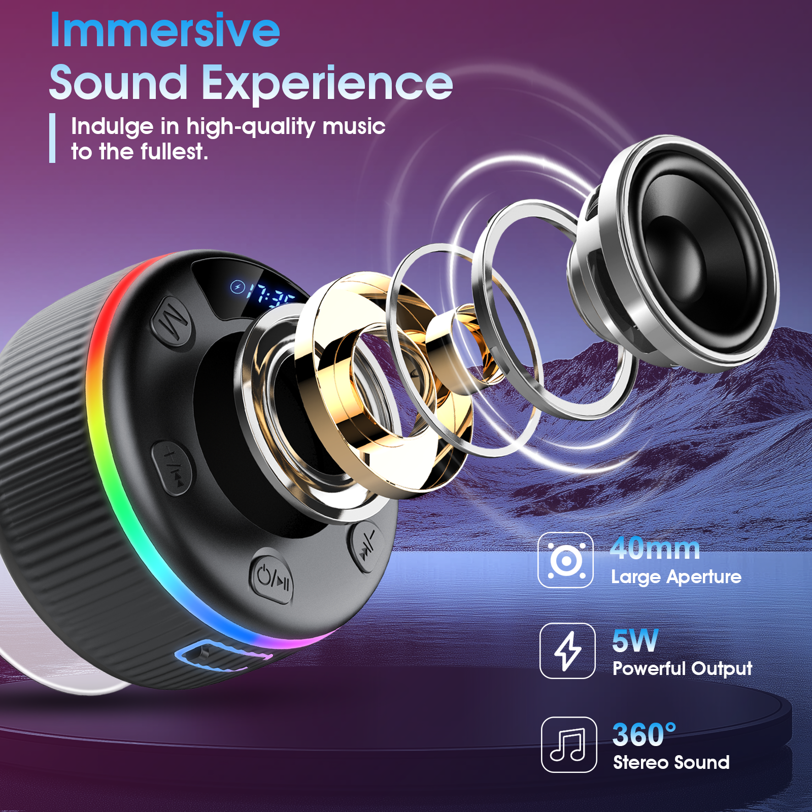 Xinwld Bluetooth Shower Speaker, IPX7 Waterproof, Black photo 4