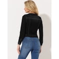 thumbnail image 4 of Chaqueta De Mezclilla Para Mujer Chaquetas De Mezclilla De Manga Larga Sin Cuello Con Botones Negro L, 4 of 5