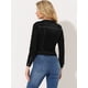 thumbnail image 4 of Chaqueta De Mezclilla Para Mujer Chaquetas De Mezclilla De Manga Larga Sin Cuello Con Botones Negro L, 4 of 5