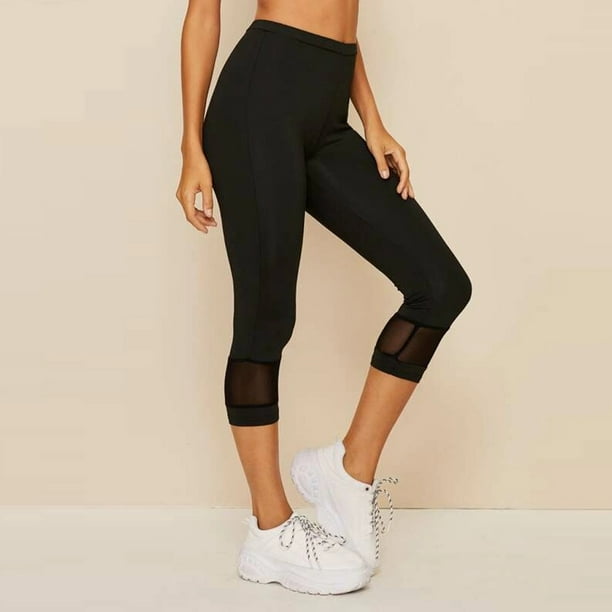 Yoga Pants for Women Hollow out Splice Tight Fitness Leggings Cropped  Trousers Sweatpants 