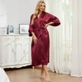 thumbnail image 4 of AMITOFO Women's Long Silk Kimono Robe Floral Satin Bathrobe, Red, One Size, 4 of 9