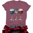 thumbnail image 6 of Mifsaly American Flag Shirt Women Crewneck Short Sleeve Cotton Tops Summer Casual Wine Glass Graphic T Shirts Daily Wear Versatile Patriotic Summer Fashion Tees M, 6 of 6